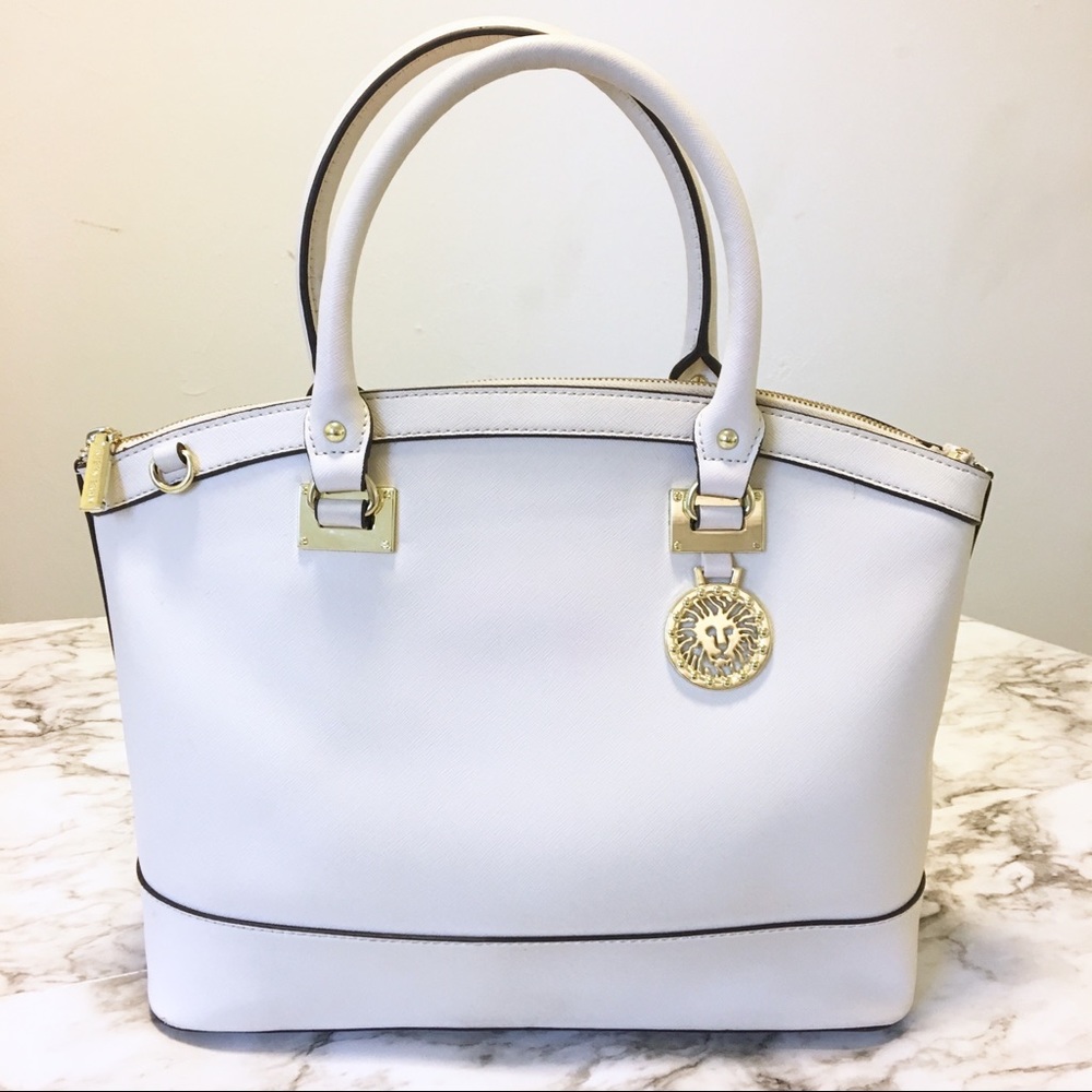 Anne Klein Indulge Satchel Cream Purse Crossbody